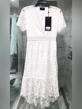 The Kooples $428 NWT White Wld Flowers Lace Midi Dress, Size M